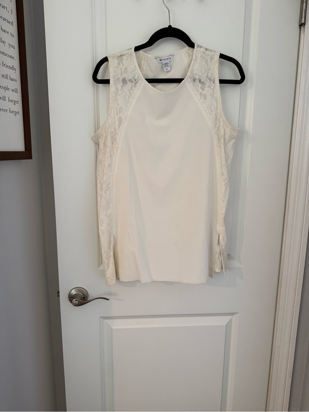 Athleta Cream Lace-Trim Sleeveless tank top